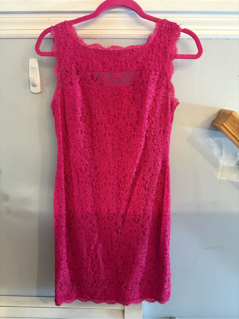 Adrianna Papell Hot Pink Lace Midi Dress
